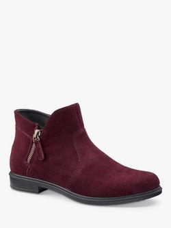 Hotter Ludlow Suede Ankle Boots - view 2, Maroon