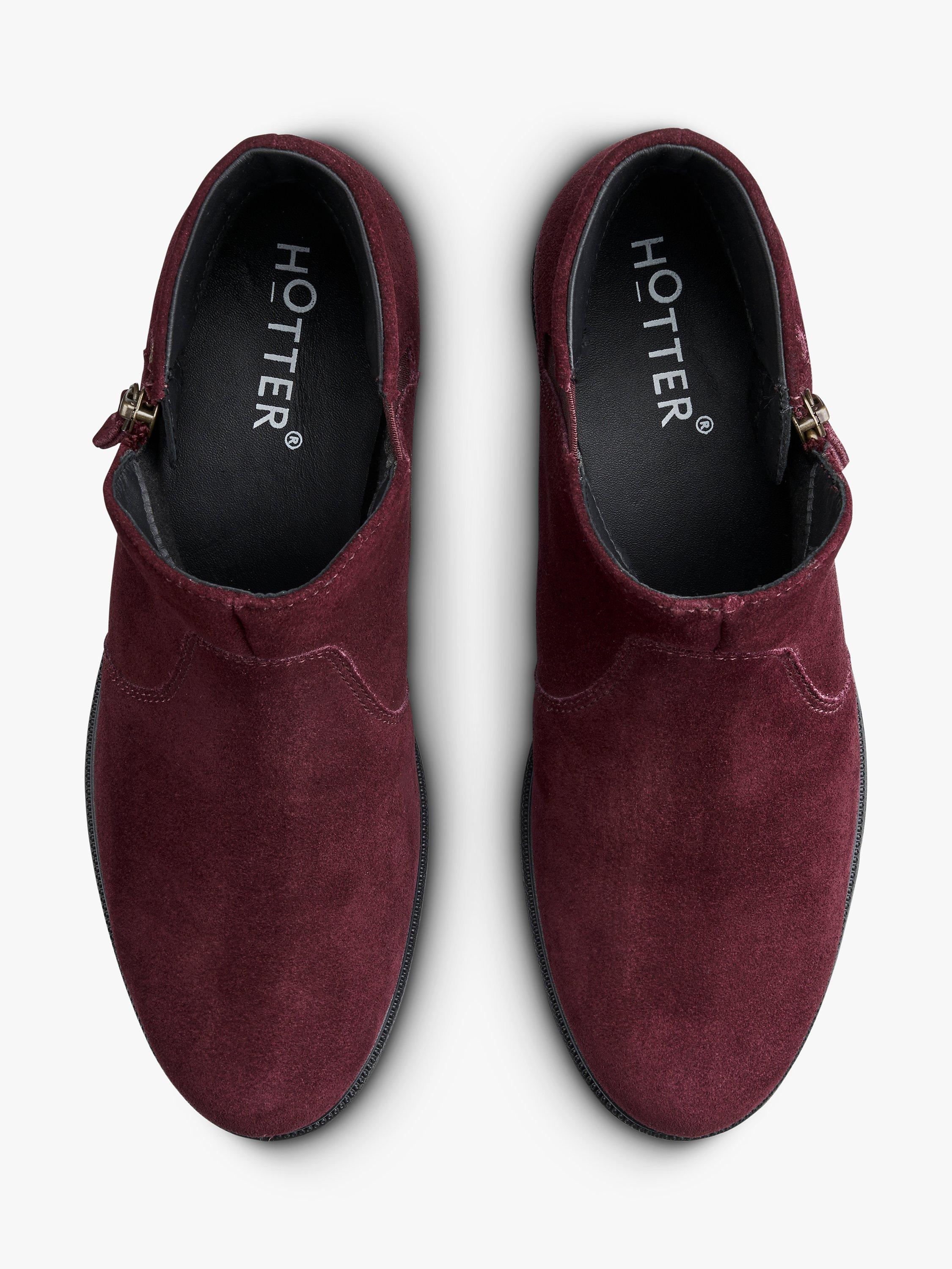 Product image 3 of 4, which shows Hotter Ludlow Suede Ankle Boots, Maroon, 3