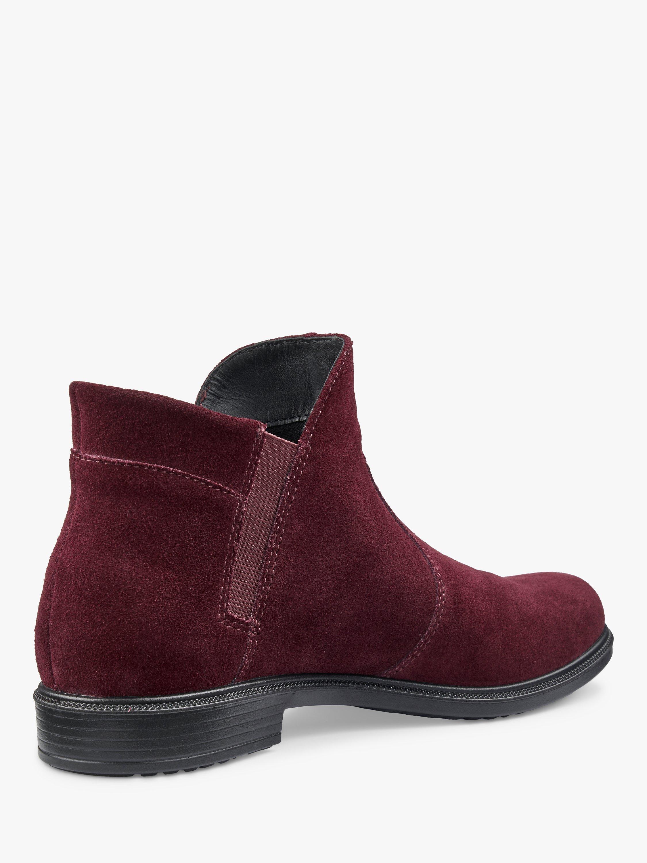 Product image 4 of 4, which shows Hotter Ludlow Suede Ankle Boots, Maroon, 3