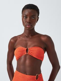 John Lewis Beachcomber Textured Bandeau Bikini Top, Rust, Rust