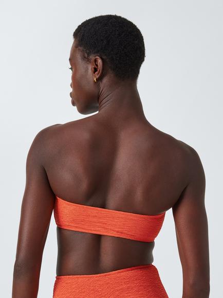 John Lewis Beachcomber Textured Bandeau Bikini Top, Rust - view 2, Rust