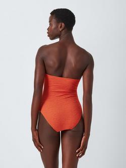 John Lewis Beachcomber Textured Bandeau Swimsuit, Rust - view 2, Rust