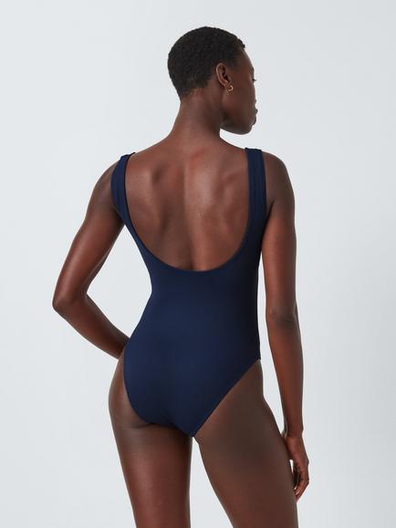 John Lewis Monaco Textured Zip-Up Swimsuit - view 2, Navy