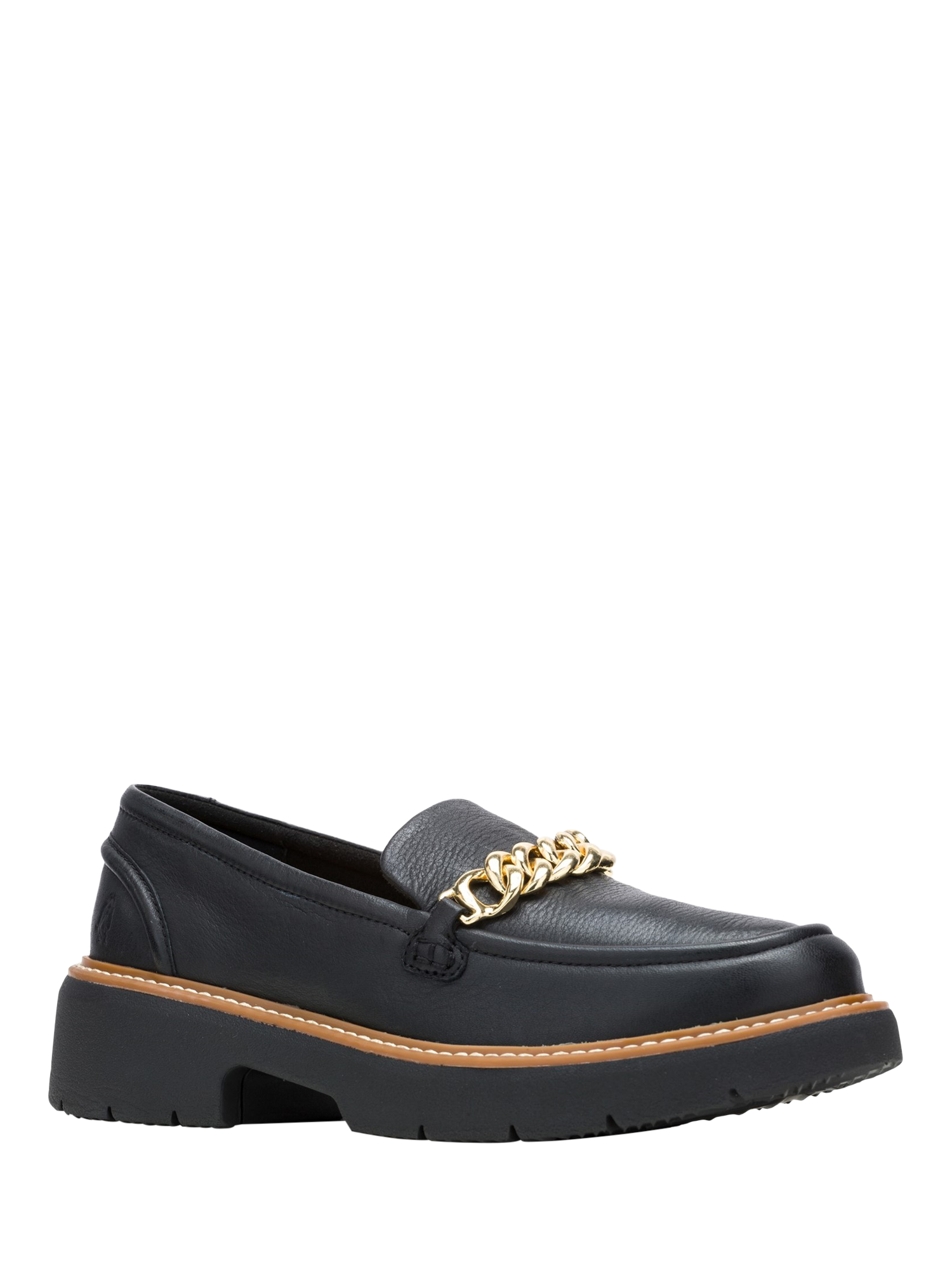 Product image 2 of 5, which shows Hush Puppies Jodie Leather Loafers, Black, 3