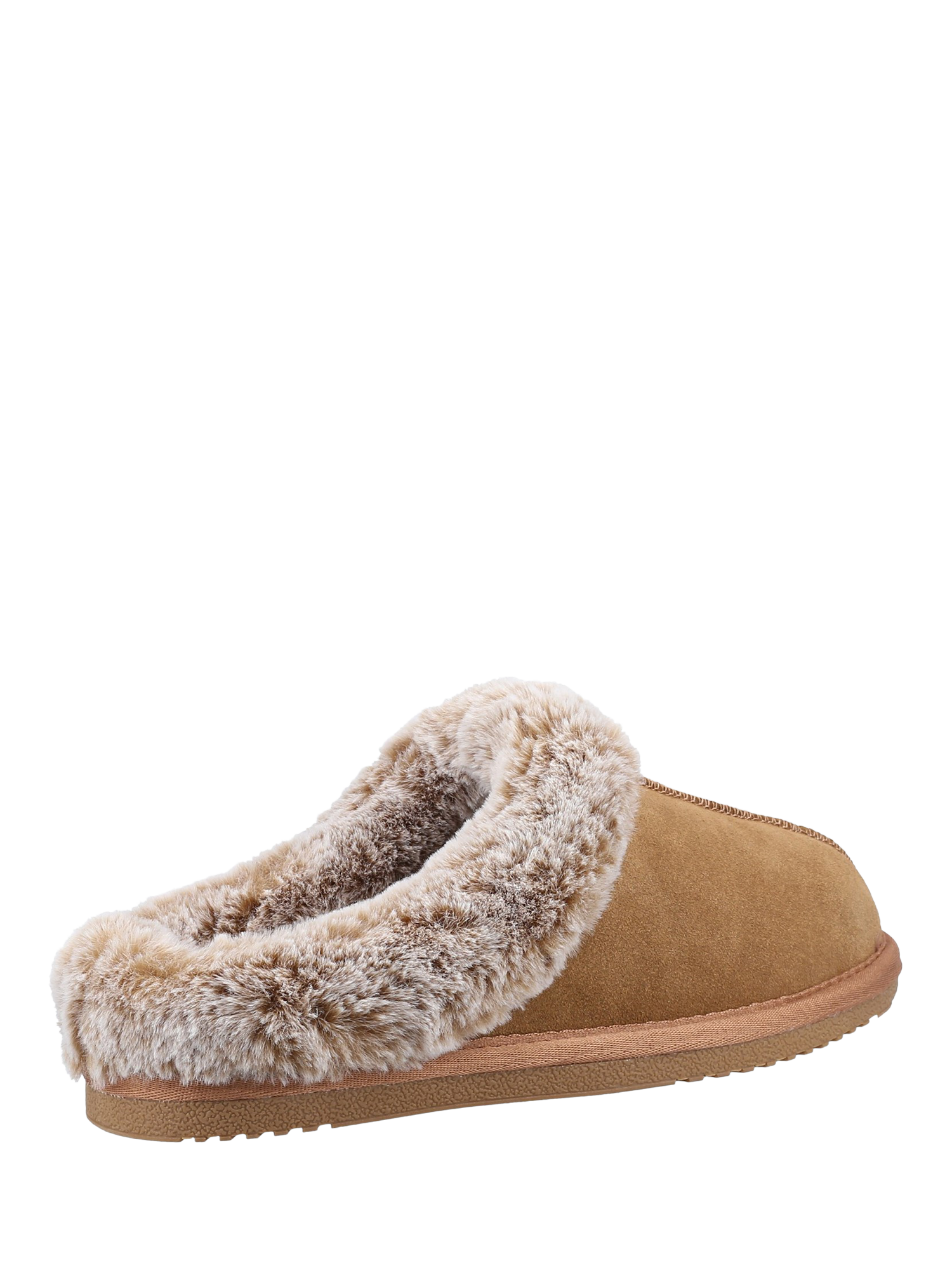 Product image 3 of 4, which shows Hush Puppies Amara Suede Faux Fur Lined Slippers, Tan, 3