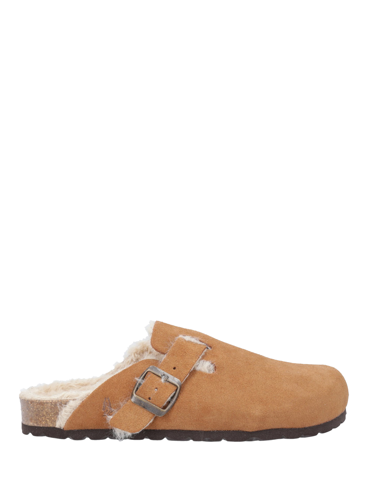 Product image 1 of 4, which shows Hush Puppies Jade Suede Wool Lined Clog Slippers, Tan, 3