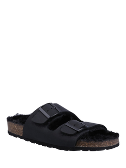 Hush Puppies Jessie Suede Wool Lined Sandal Slippers - view 2, Black