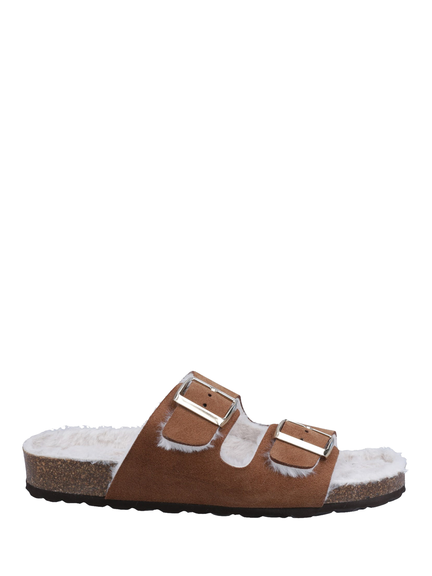 Product image 1 of 4, which shows Hush Puppies Jessie Suede Wool Lined Sandal Slippers, Tan, 3