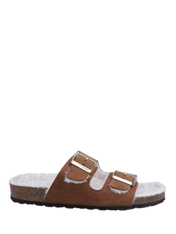 Hush Puppies Jessie Suede Wool Lined Sandal Slippers, Tan