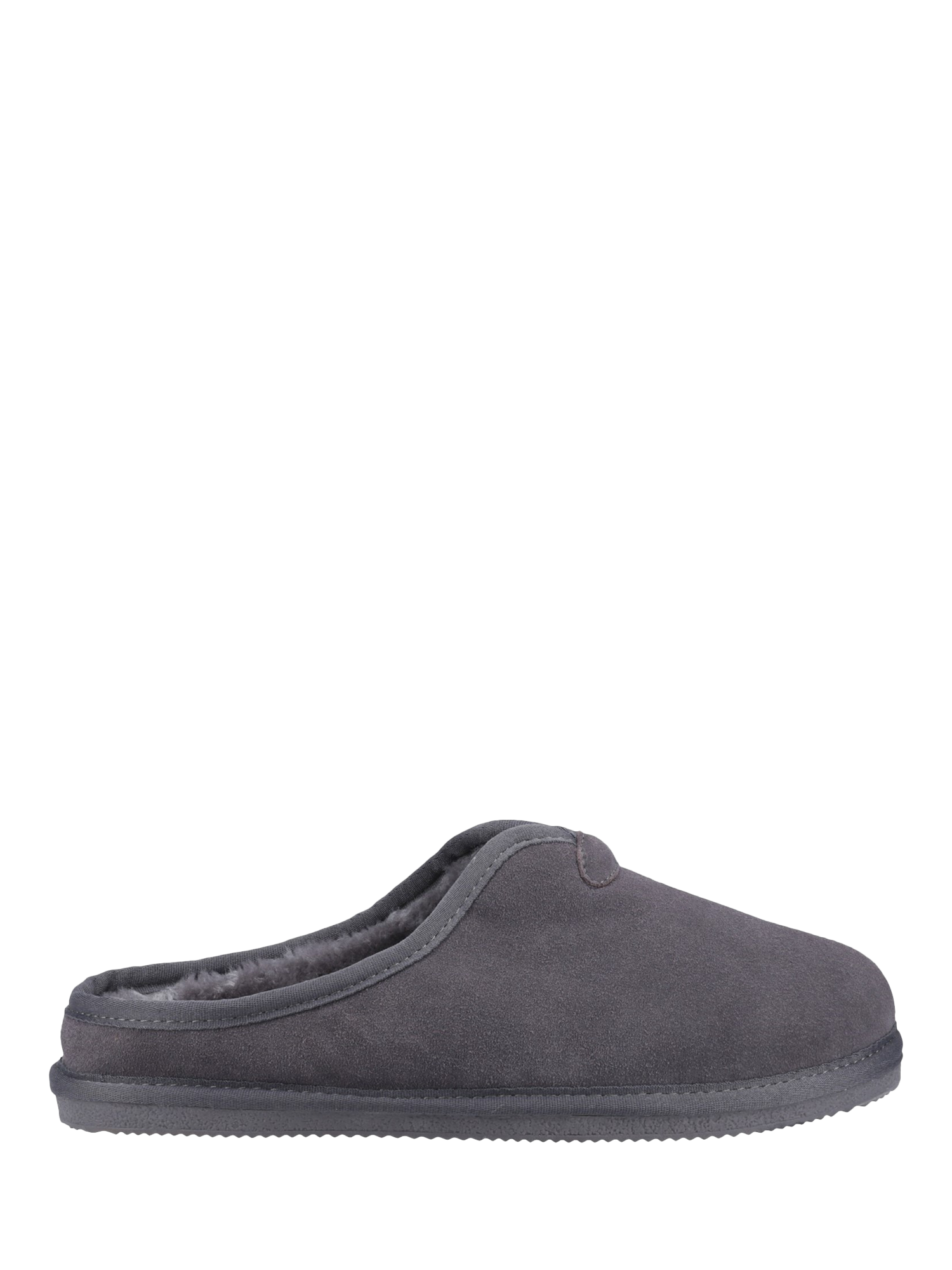 Product image 1 of 4, which shows Hush Puppies Conrad Suede Faux Fur Lined Slippers, Grey, 6