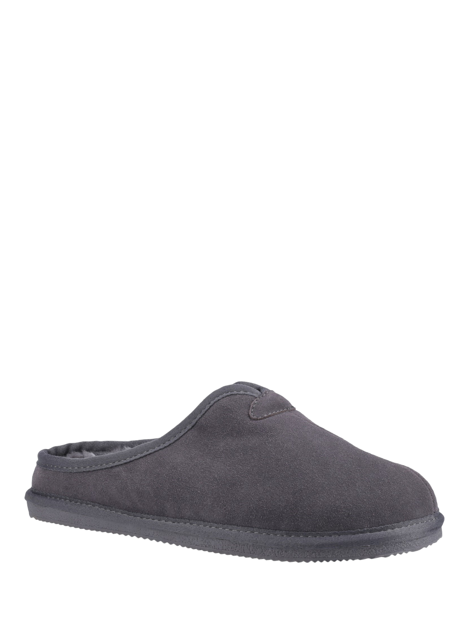Product image 2 of 4, which shows Hush Puppies Conrad Suede Faux Fur Lined Slippers, Grey, 6