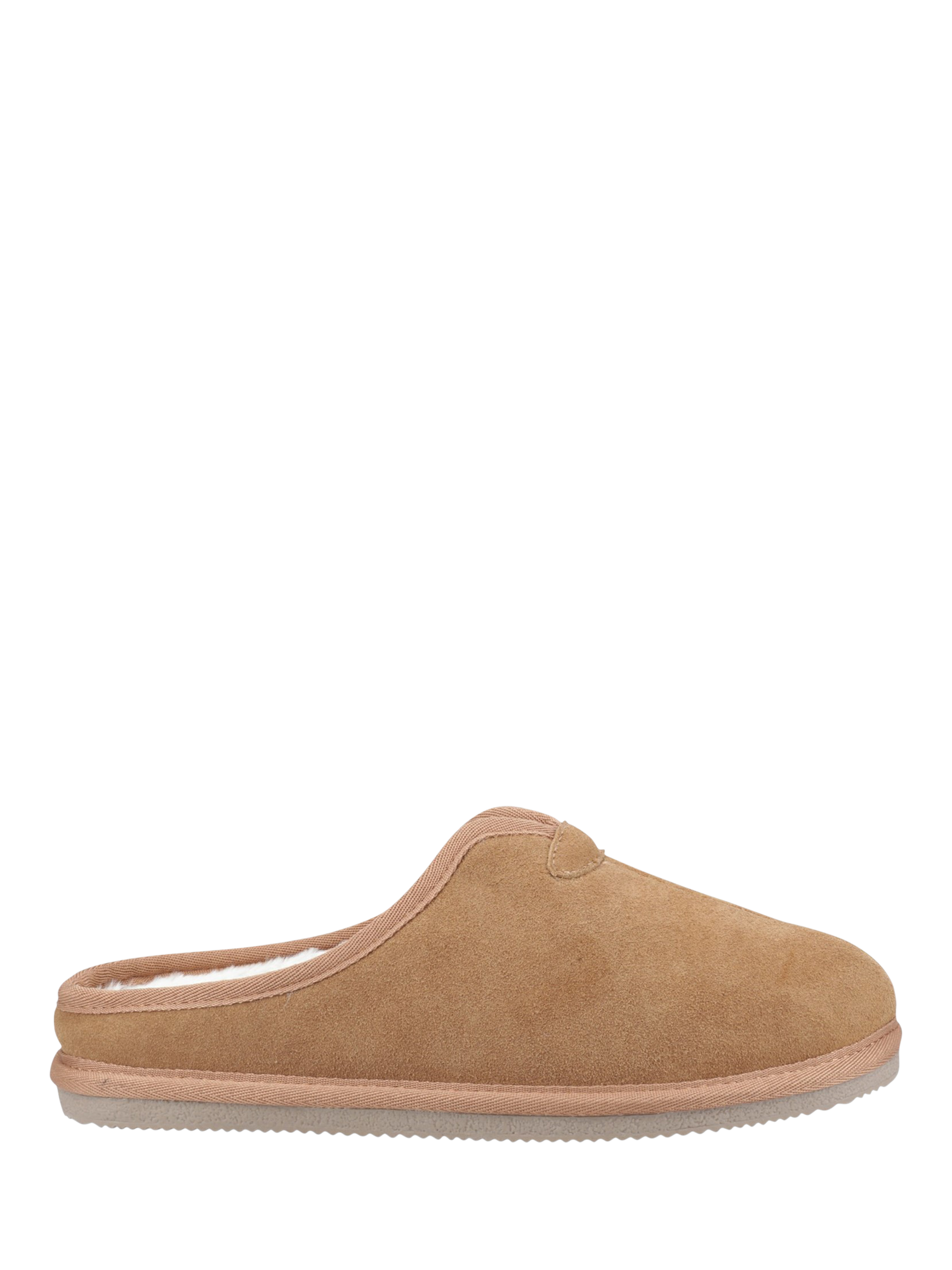 Product image 1 of 4, which shows Hush Puppies Conrad Suede Slip On Mule Slippers, Tan, 6