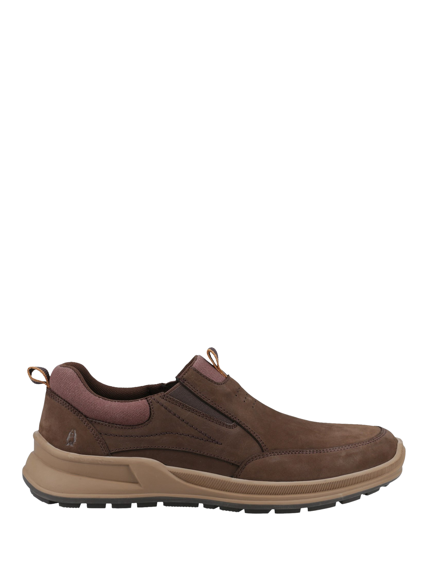Product image 1 of 4, which shows Hush Puppies Arthur Nubuck Leather Slip-On Shoes, Brown, 6