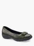 Hotter Grace Leather Ballet Pumps, Forest Green-ln