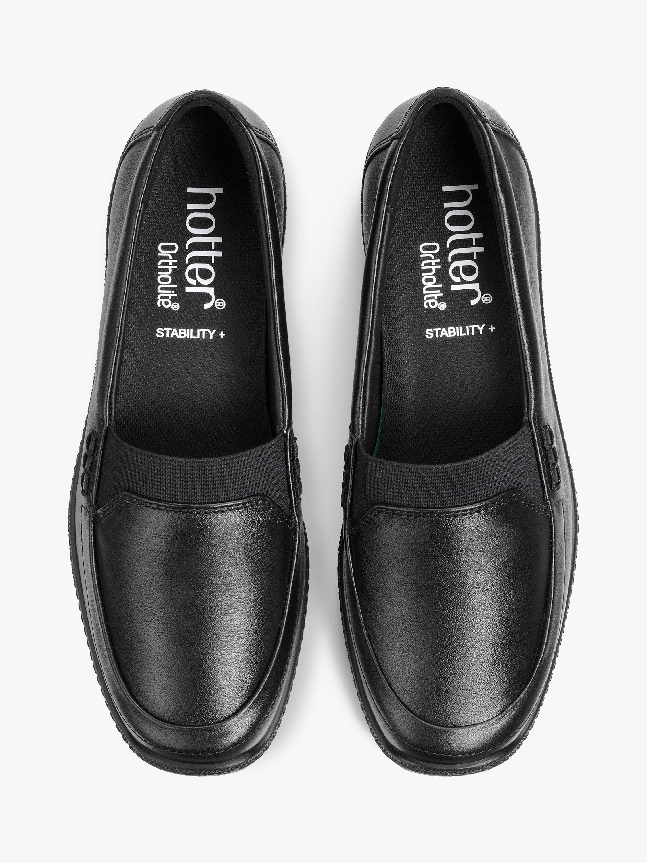 Hotter Faith II Leather Cushioned Wedge Loafers Black