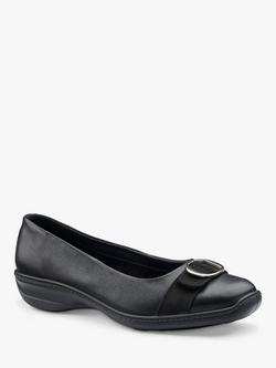 Hotter Grace Wide Fit Leather Ballet Pumps, Black - view 2, Black
