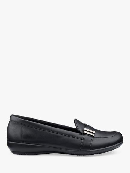 Hotter Clay Leather Moccasin Inspired Slip Ons, Black