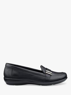 Hotter Clay Wide Fit Leather Moccasin Inspired Slip Ons, Black