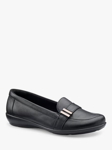 Hotter Clay Wide Fit Leather Moccasin Inspired Slip Ons - view 2, Black-le