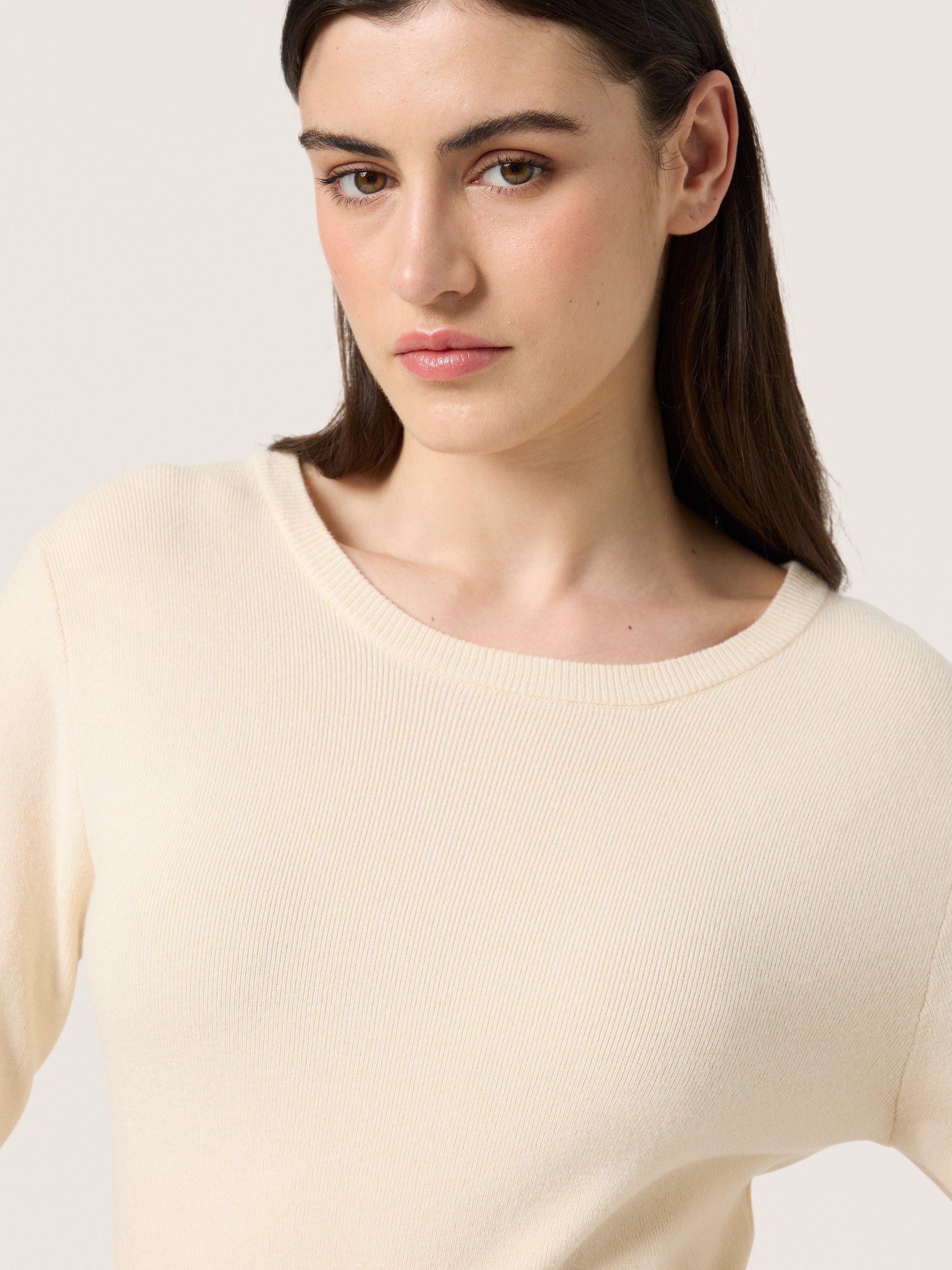 Product image 4 of 6, which shows Soaked In Luxury Sina Long Sleeve Knit Top, Whitecap Gray, XS