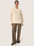 Soaked In Luxury Musling Pointelle Jumper, Cream