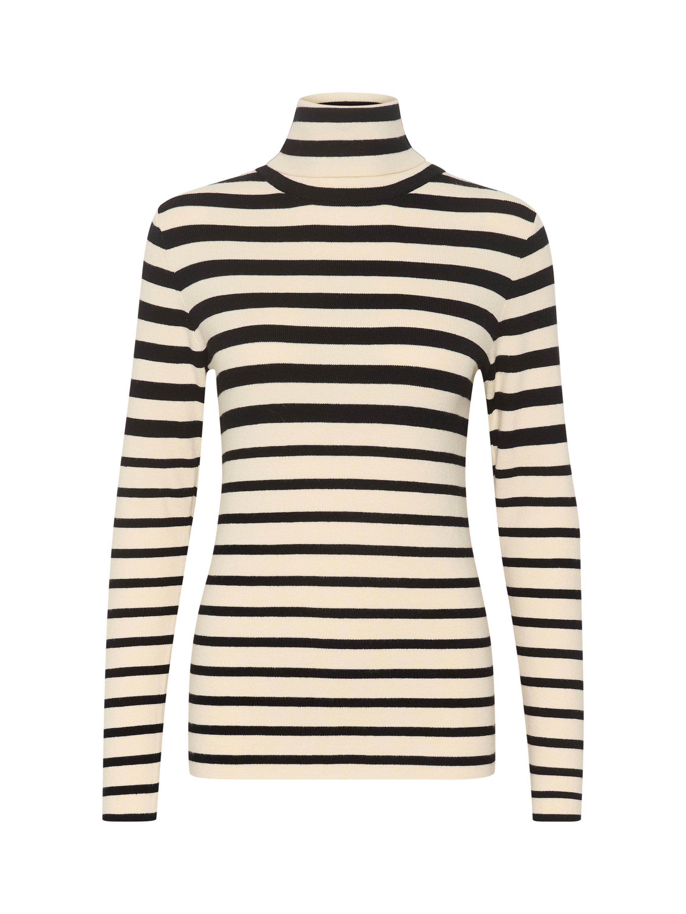 Product image 5 of 6, which shows Soaked In Luxury Spina Stripe Roll Neck Jumper, Black/White, XS