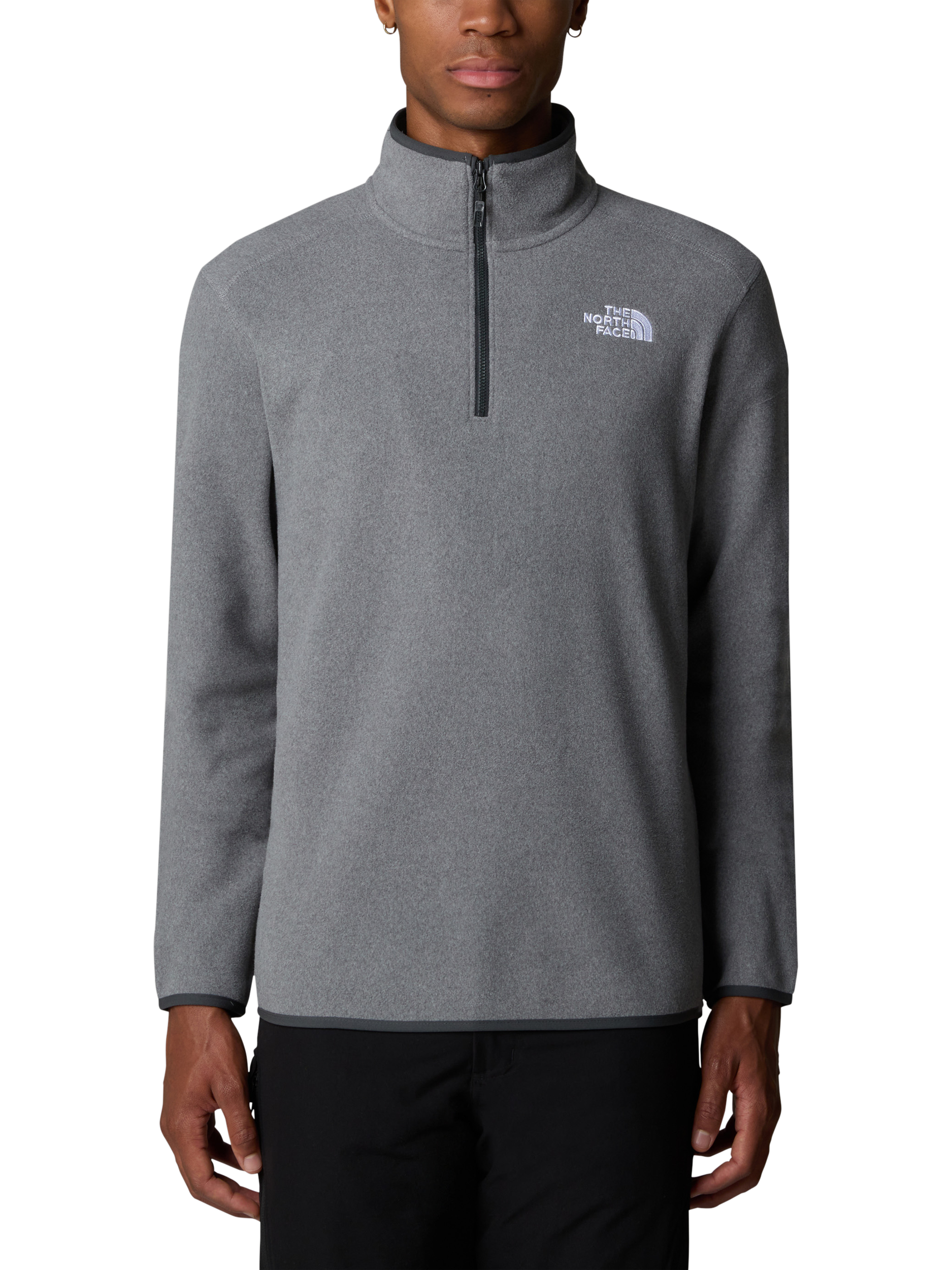 Product image 1 of 4, which shows The North Face Glacier Half Zip Fleece Top, Grey Heather, S