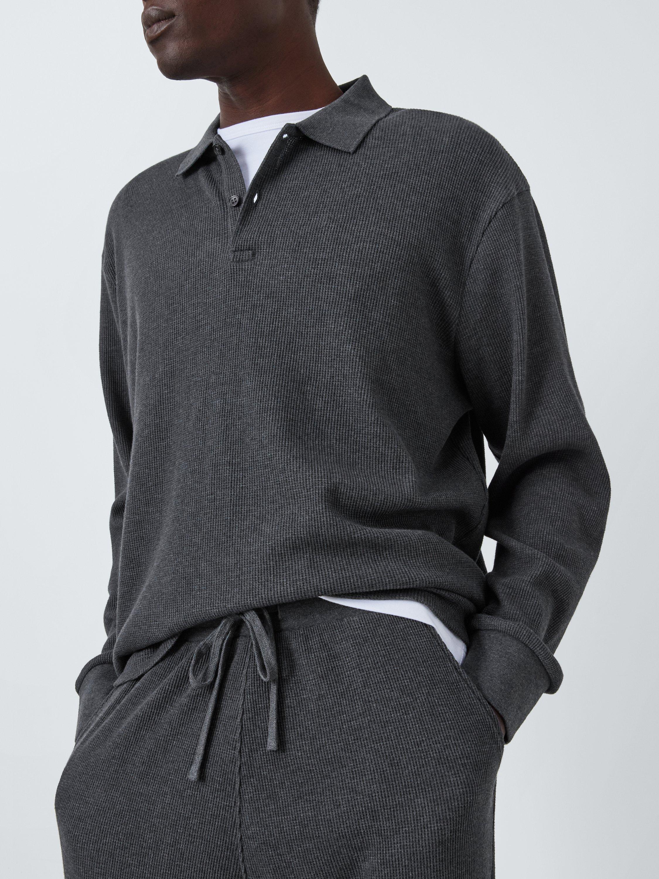 Product image 6 of 6, which shows John Lewis Waffle Jogger Lounge Trousers, Grey Charcoal, M