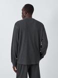 John Lewis Long Sleeve Waffle Crew Neck Top, Grey Charcoal
