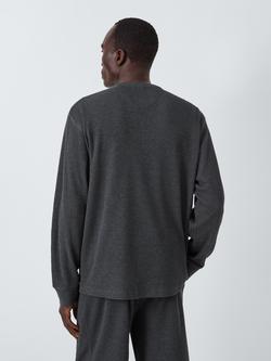 John Lewis Long Sleeve Waffle Crew Neck Top, Grey Charcoal - view 2, Grey Charcoal