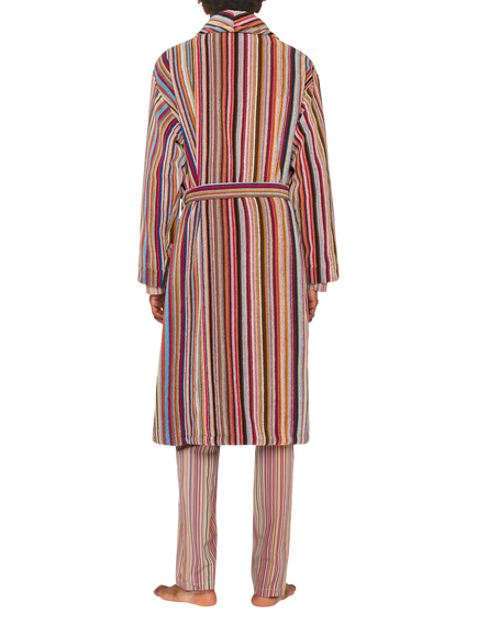 Paul Smith Signature Stripe Cotton Dressing Gown, Multi - view 2, Multi