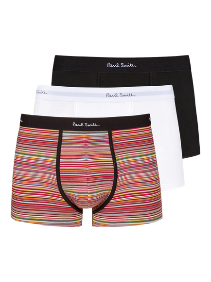 Paul Smith Plain & Stripe Trunks, Pack of 3, Multi, Multi