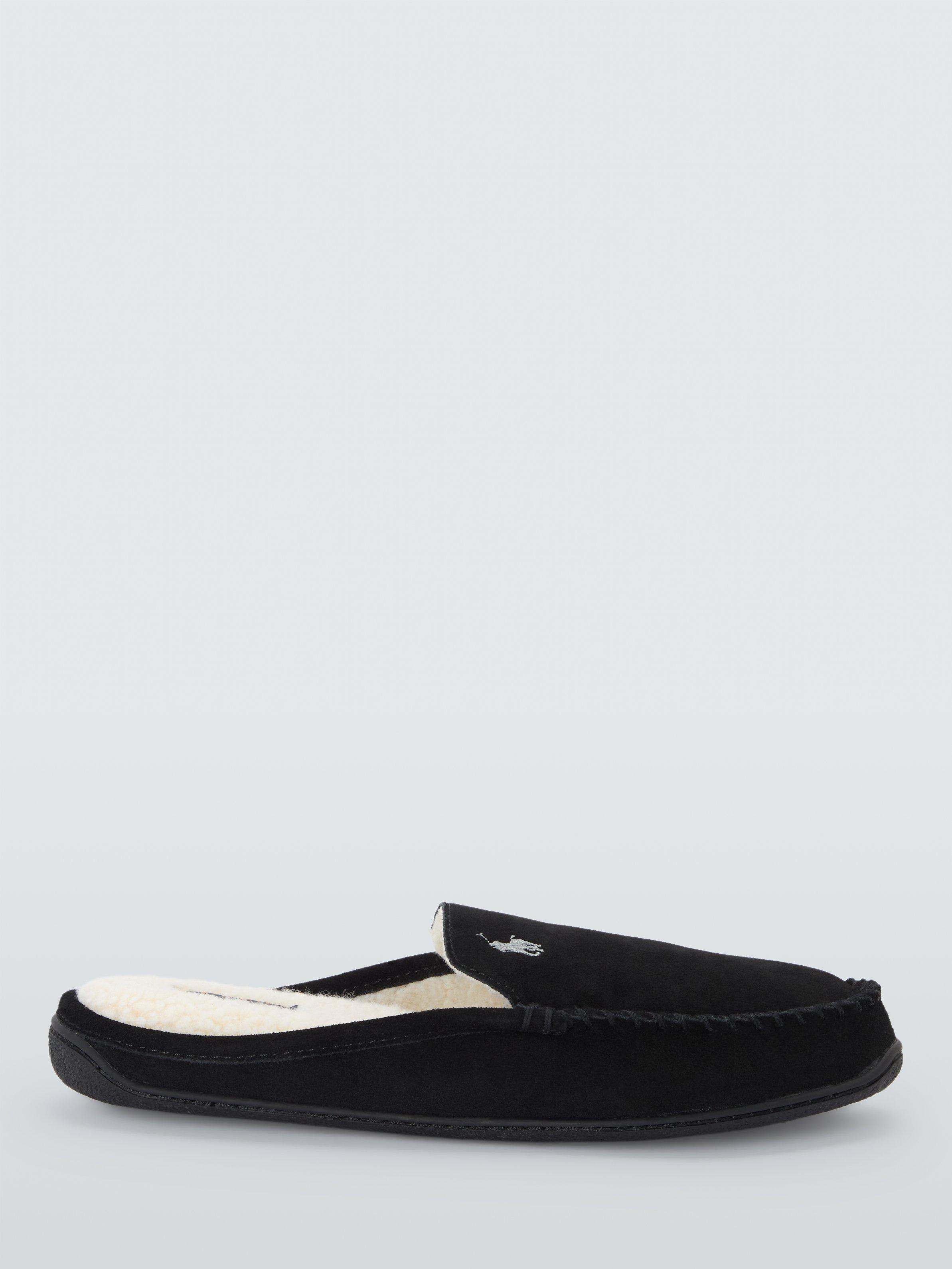 Ralph Lauren Brenan Suede Backless Slippers, Black/Grey