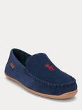 Ralph Lauren Brenan Suede Slippers, Navy / Red