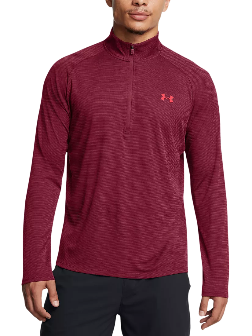 Under Armour Tech Long Sleeve Zip Neck Running Top, Cardinal/Racer Red