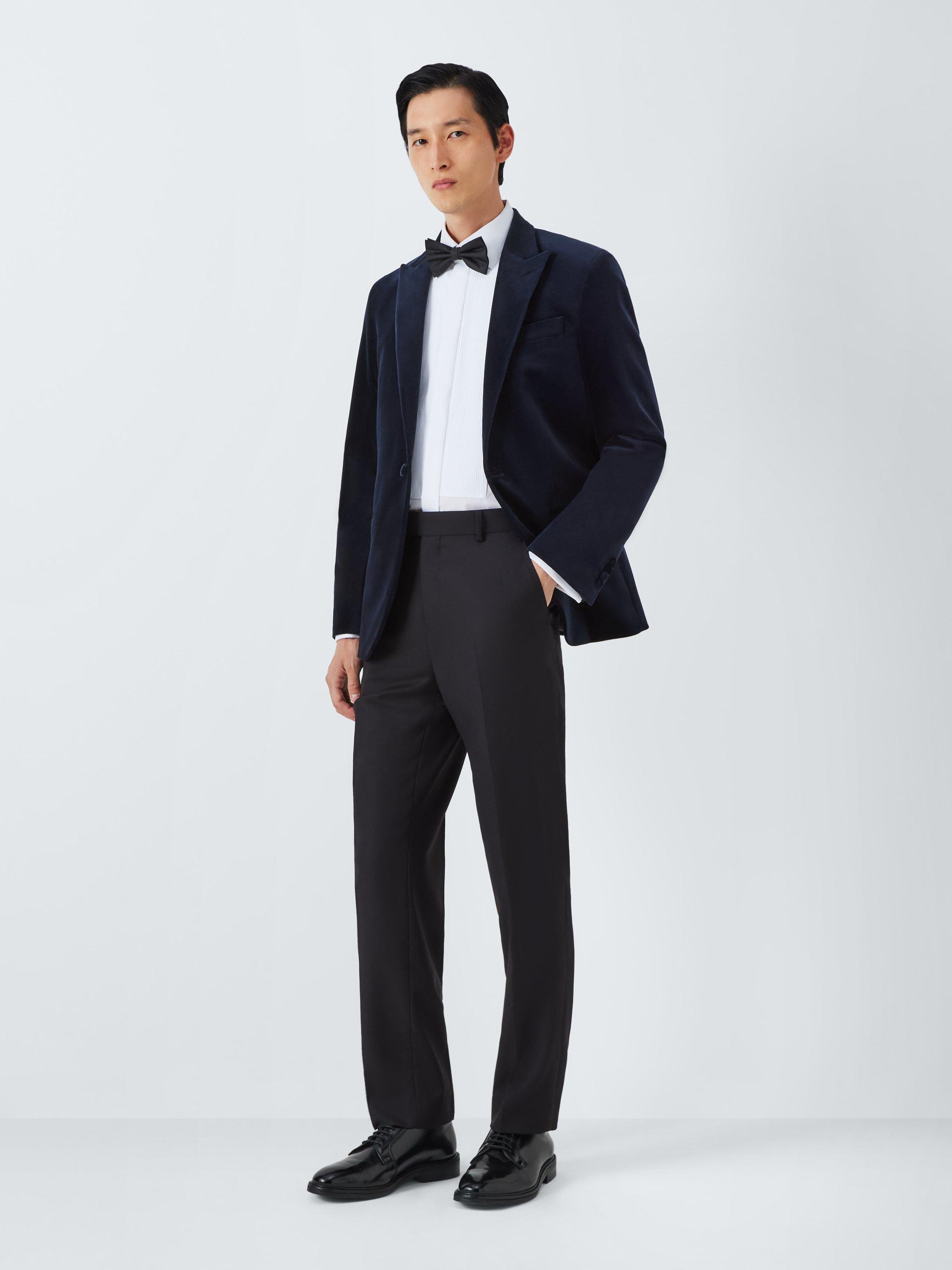 John Lewis Velvet Regular Fit Peak Lapel Blazer Navy