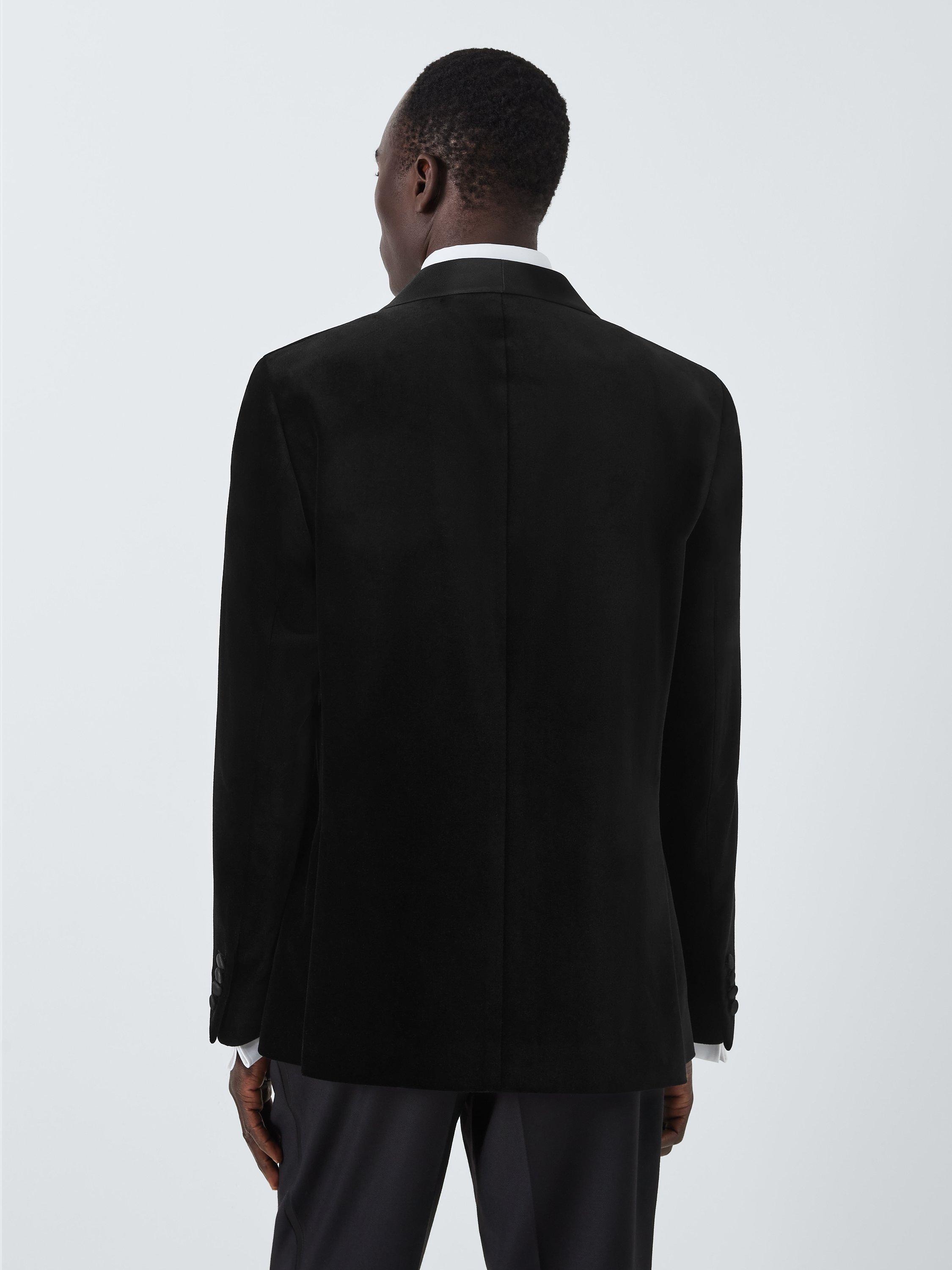 Product image 2 of 8, which shows John Lewis Velvet Regular Fit Shawl Lapel Blazer, Black, 38R