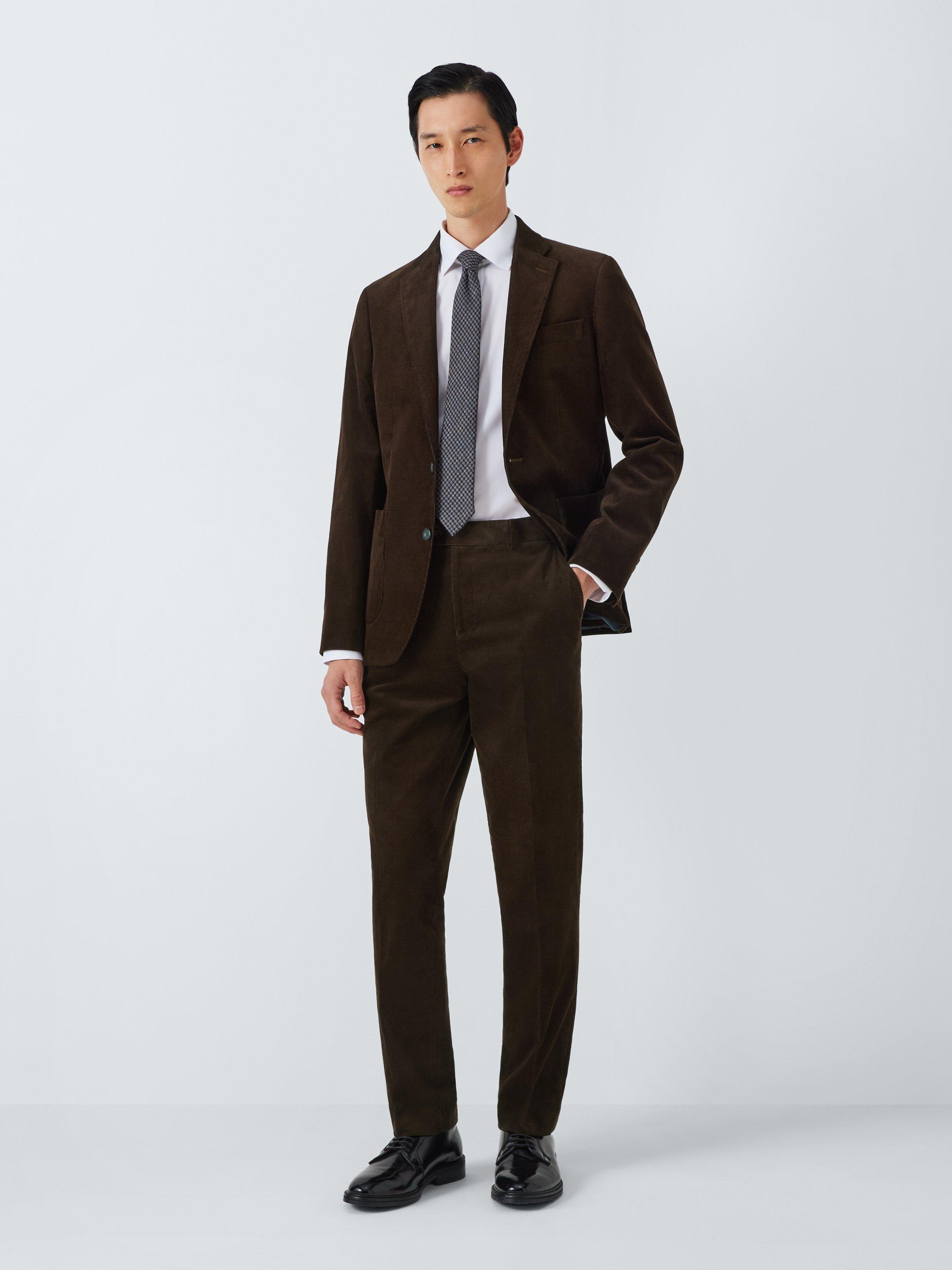 John Lewis Regular Fit Single Breasted Corduroy Suit Jacket Chocolate