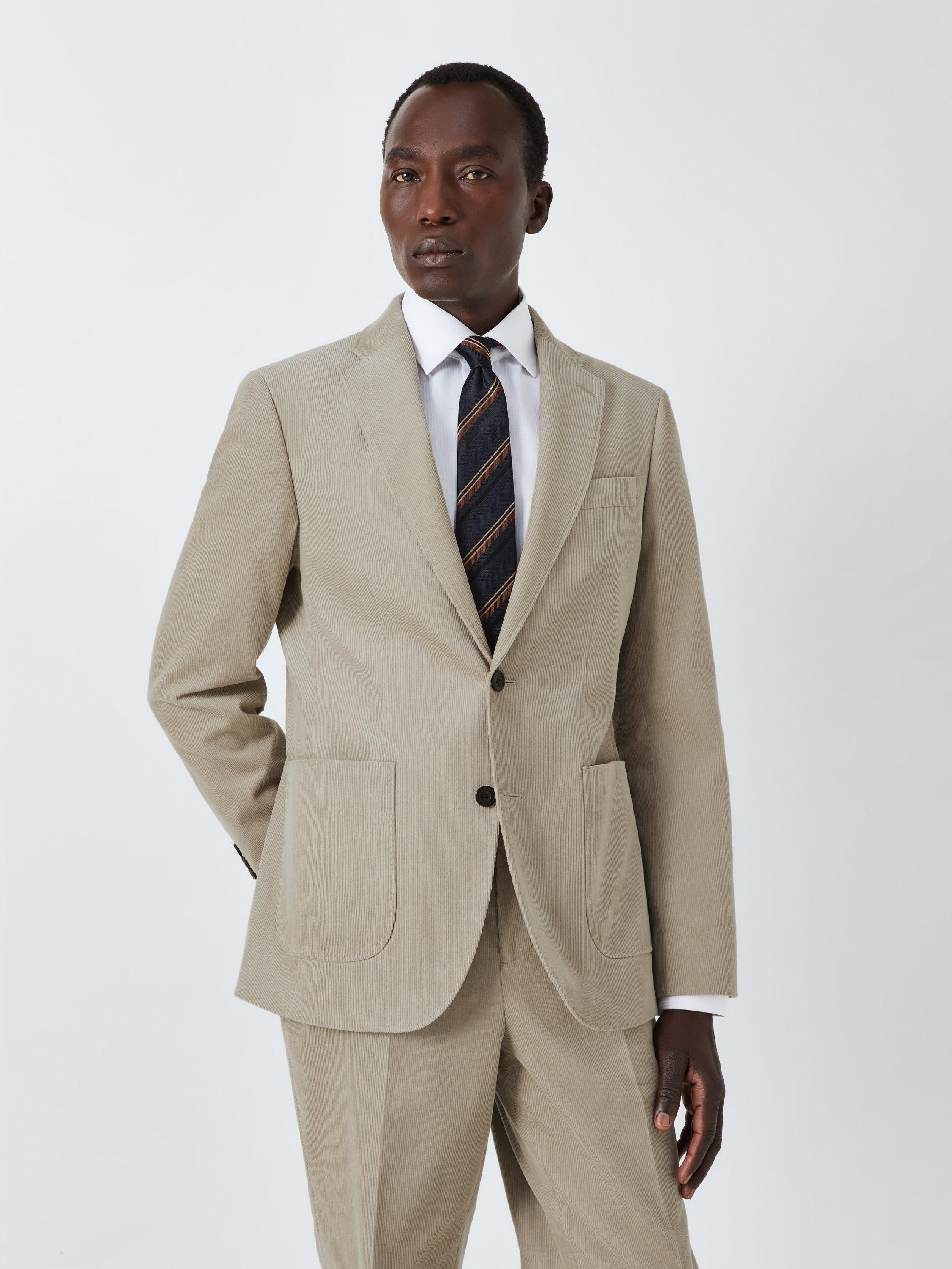 Product image 1 of 9, which shows John Lewis Regular Fit Single Breasted Corduroy Suit Jacket, Stone, 40R
