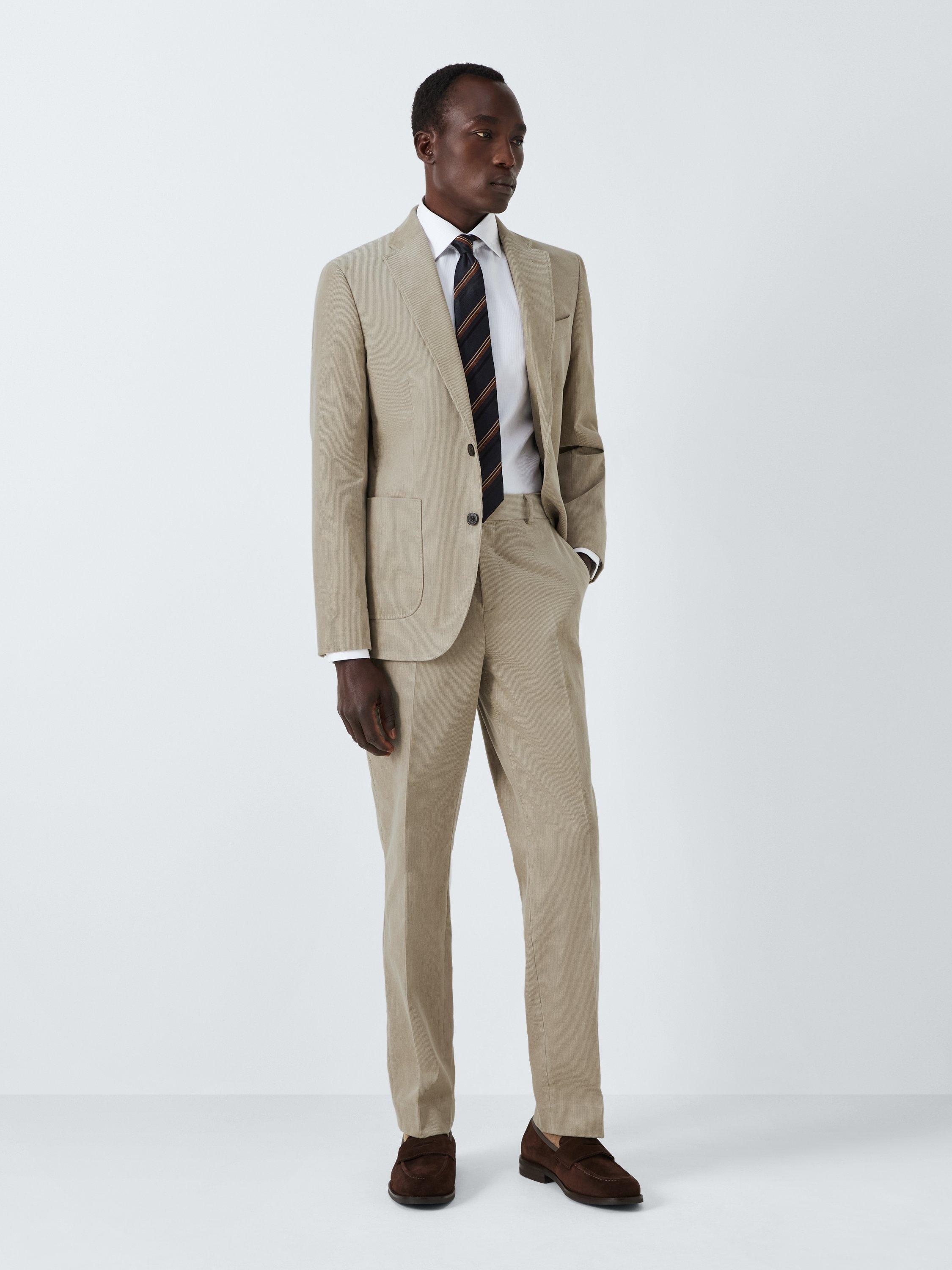 Product image 3 of 9, which shows John Lewis Regular Fit Single Breasted Corduroy Suit Jacket, Stone, 40R