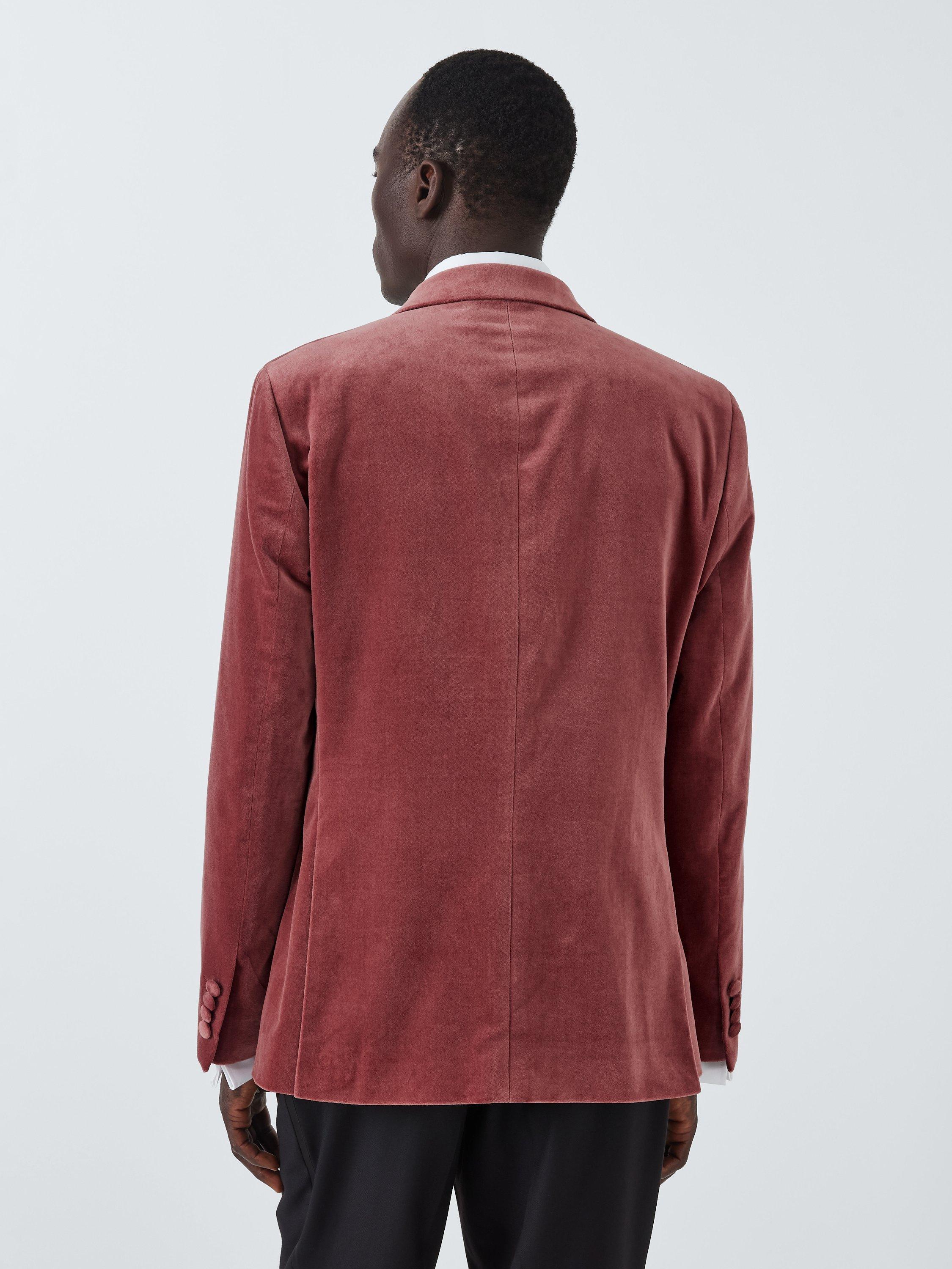John Lewis Velvet Regular Fit Peak Lapel Blazer Pink