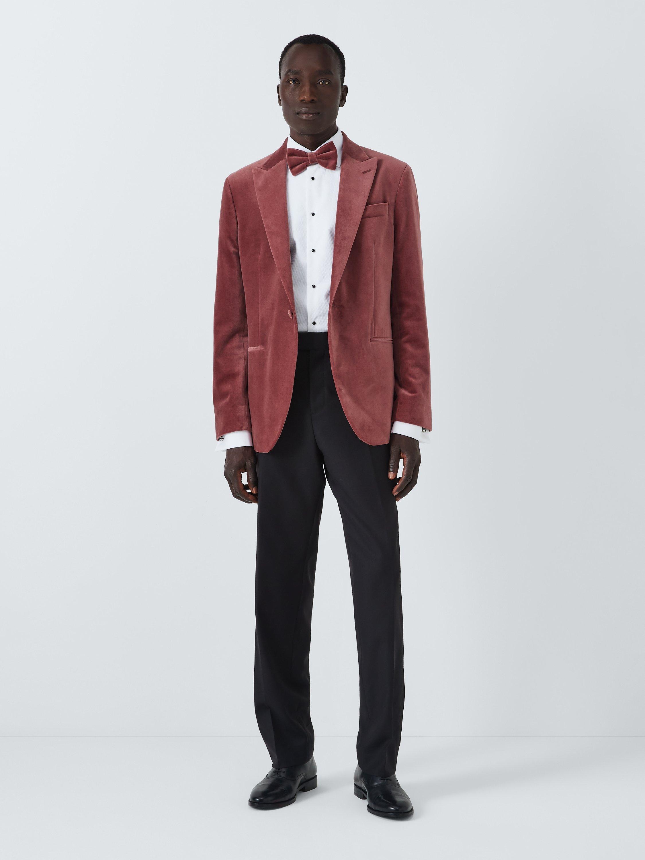 John Lewis Velvet Regular Fit Peak Lapel Blazer Pink