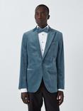 John Lewis Velvet Regular Fit Peak Lapel Blazer, Duck Egg