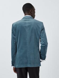 John Lewis Velvet Regular Fit Peak Lapel Blazer - view 2, Duck Egg