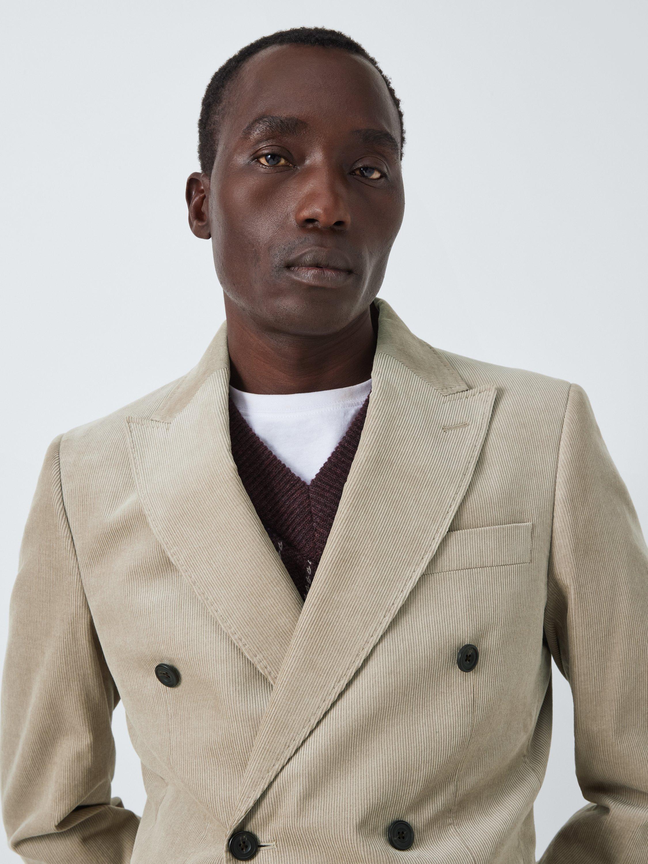 John Lewis Regular Fit Double Breasted Corduroy Suit Jacket Stone