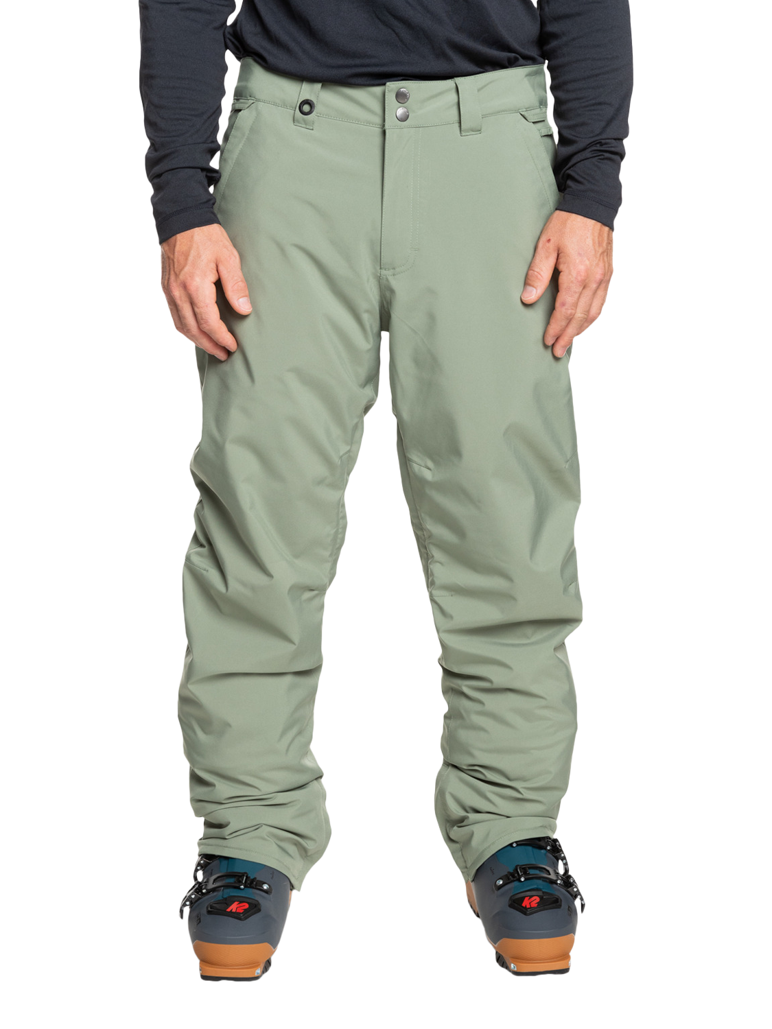Product image 1 of 8, which shows Quiksilver Men's DryFlight Waterproof Snow Pants, Sea Spray, XL