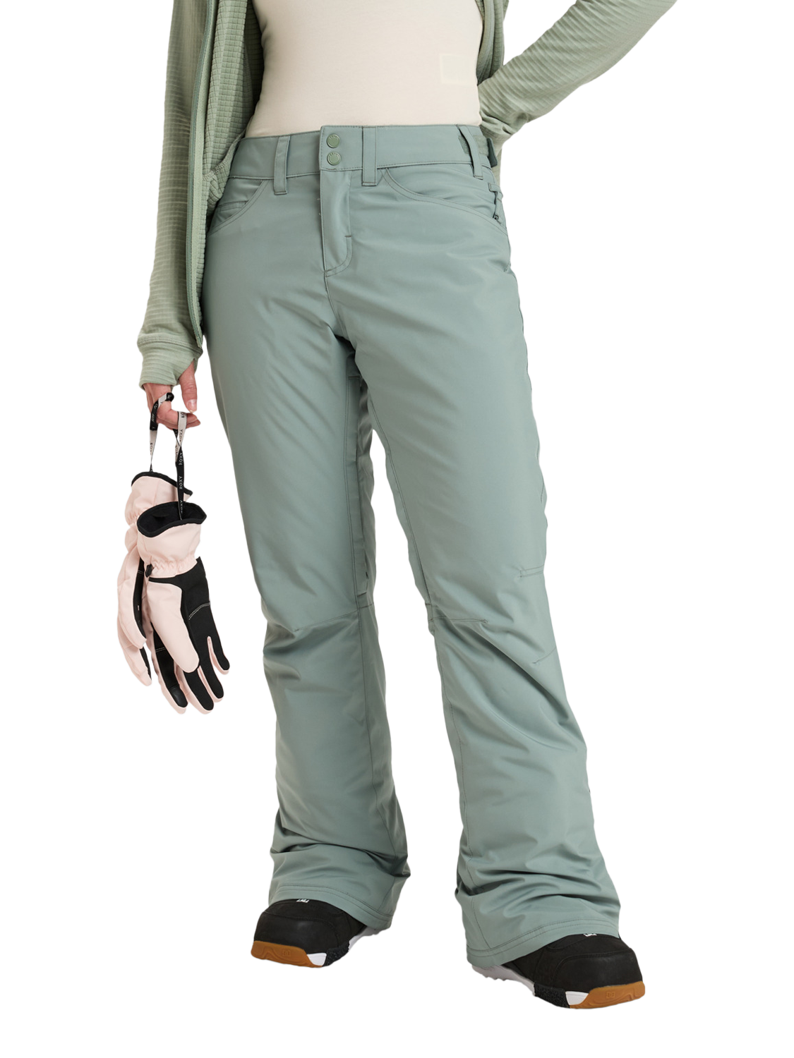 Product image 3 of 9, which shows Roxy Women's Backyard Ski Trousers, Lily Pad, S