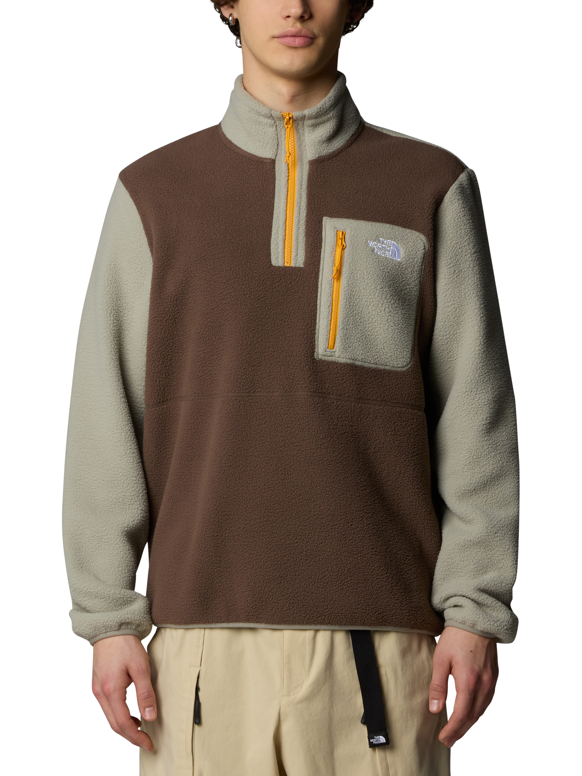 The North Face Men s Yumiori Quarter Zip Fleece Jacket Brown clay Grey