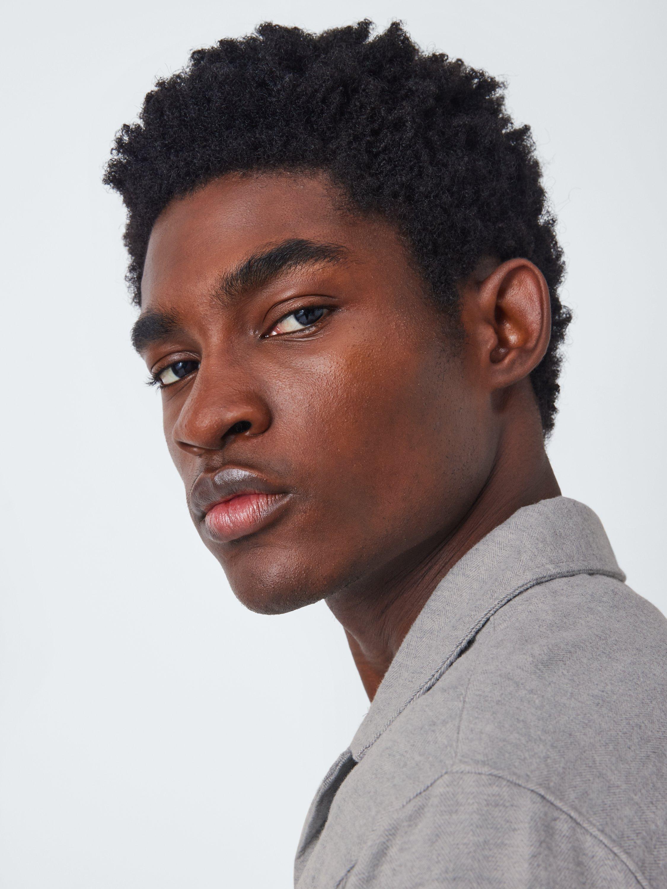 Product image 5 of 6, which shows John Lewis Herringbone Cotton Blend Overshirt, Light Grey, S