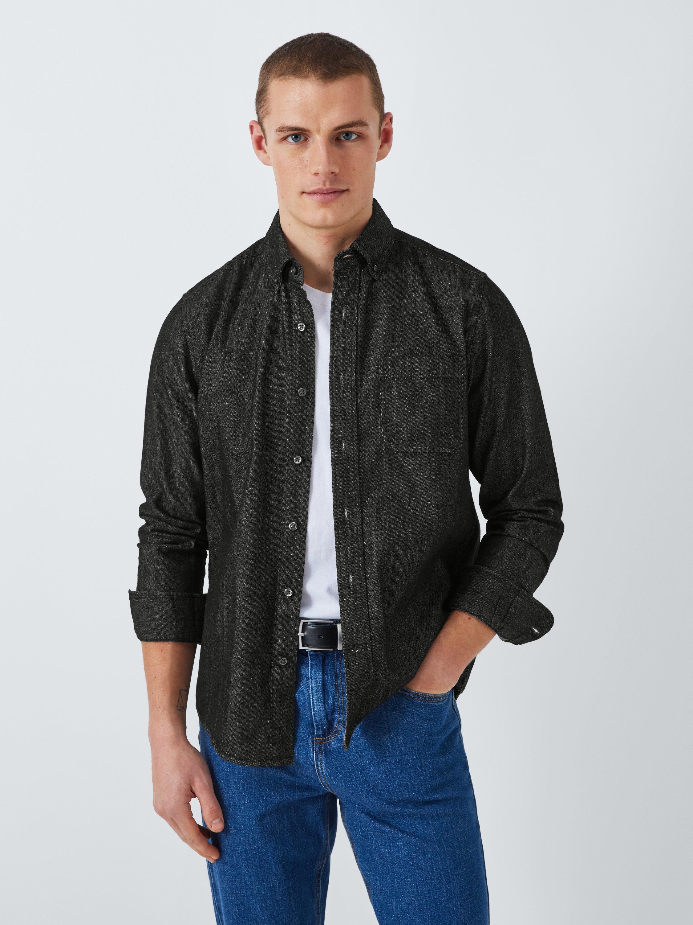 Product image 1 of 6, which shows John Lewis Regular Fit Long Sleeve Shirt, Denim Blue, S